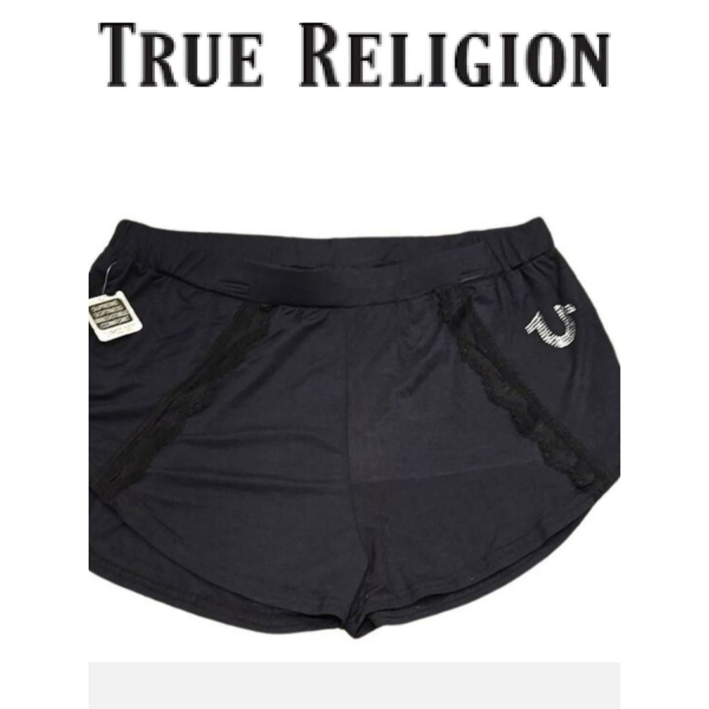 True Religion Rhinestone Horseshoe Logo Lounge Shorts